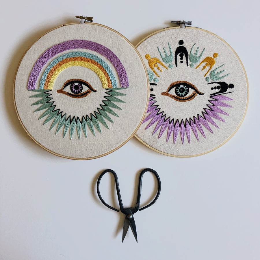 Iris & Rainbow Burst - Embroidery Hoop Pattern