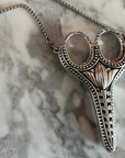 Ornate Silver Tulip Scissors with Necklace Sheath