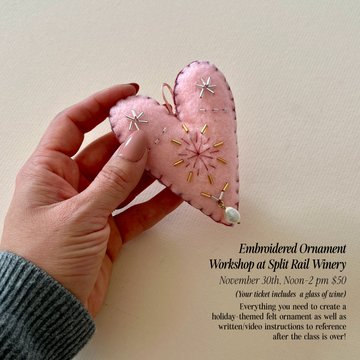Sip & Stitch at Split Rail Winery: Embroidered Ornament Workshop