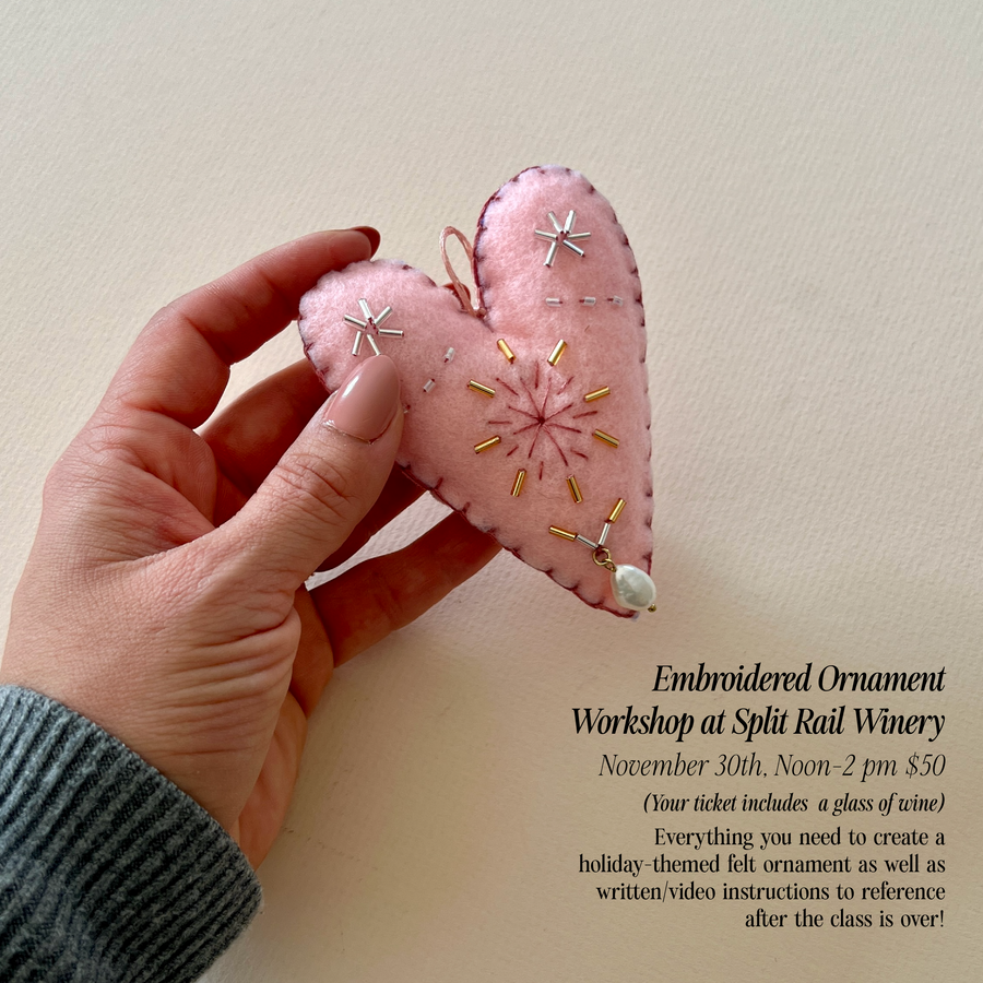Sip & Stitch at Split Rail Winery: Embroidered Ornament Workshop