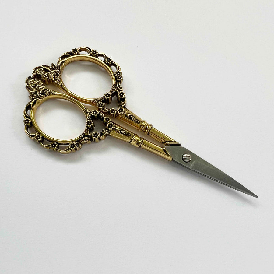 Multi Purpose, Small Embroidery Fancy Scissors colour Plated Floral Pattern  9 CM