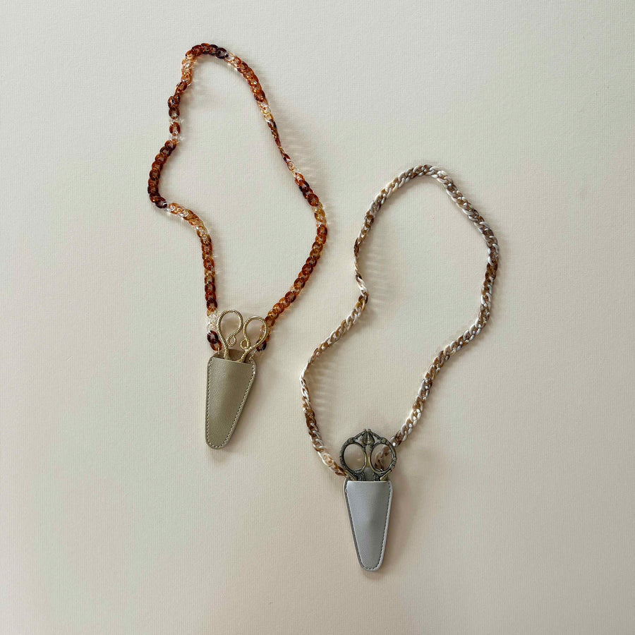 Resin Scissor Necklace Holder - Antique White Tortoise