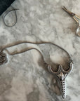 Ornate Silver Tulip Scissors with Necklace Sheath