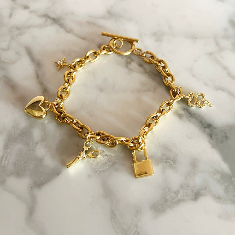 Louis Vuitton Blue Charm on 18K Gold-Filled Snake Chain